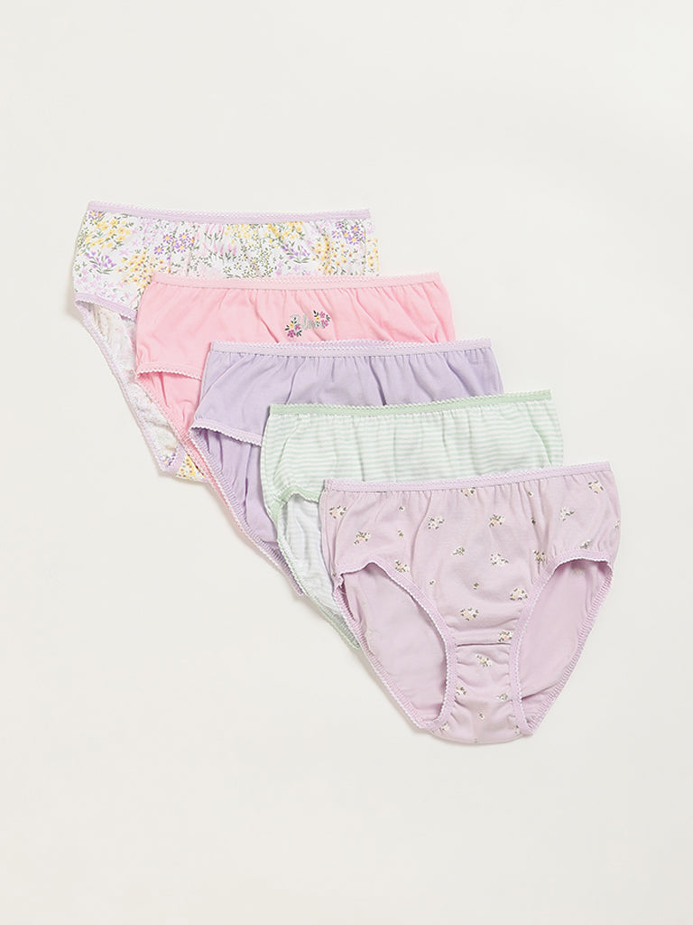 Y&F Kids Multicolour Assorted Printed Briefs - Pack of 5