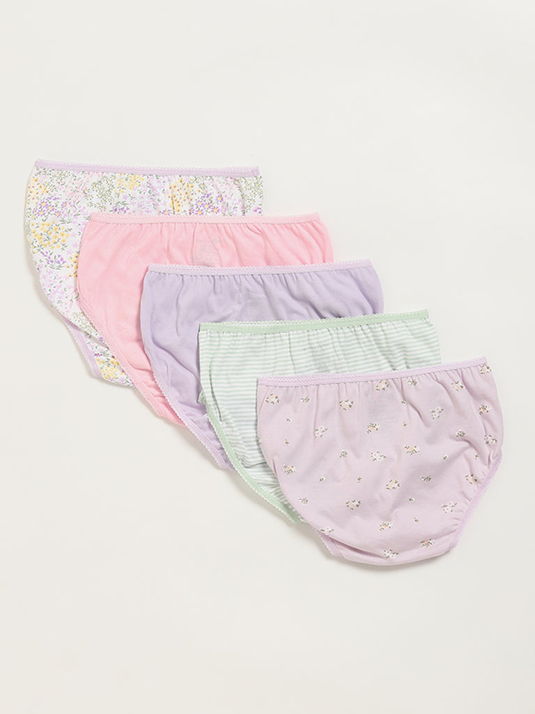Y&F Kids Multicolour Assorted Printed Briefs - Pack of 5