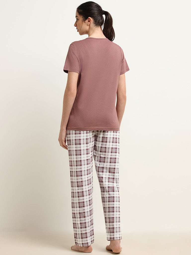 Wunderlove Brown Printed Pyjamas Set In A Bag