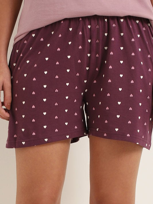 Wunderlove Purple Printed Shorts