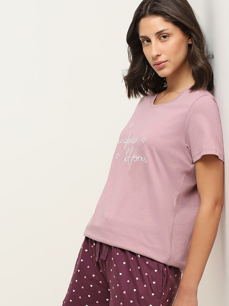 Wunderlove Pink Embroidered T-Shirt
