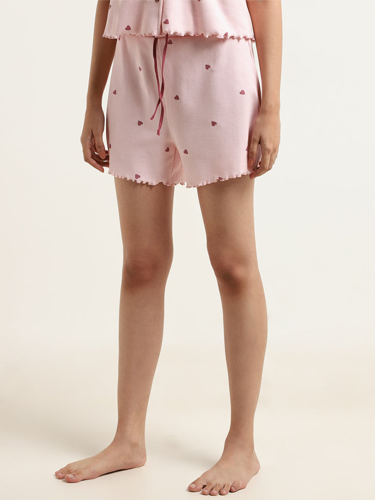 Superstar Pink Printed Cotton Shorts