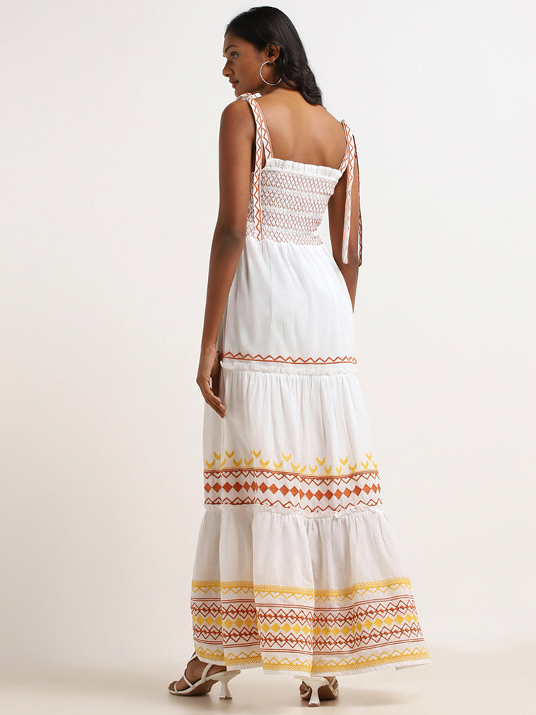 LOV White Embroidered Tiered Maxi Dress