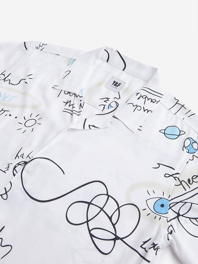 Y&F Kids Off-White Text Design Shirt