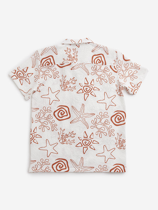 Y&F Kids Off-White Star Fish Design Shirt