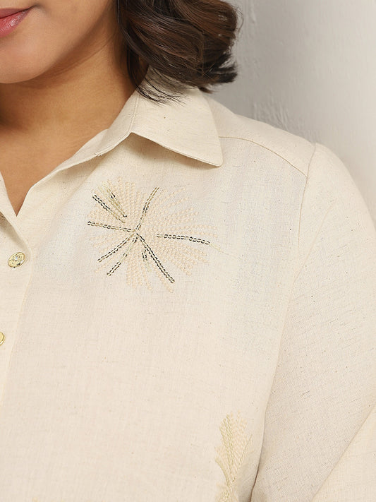 Gia Beige Embroidered Shirt