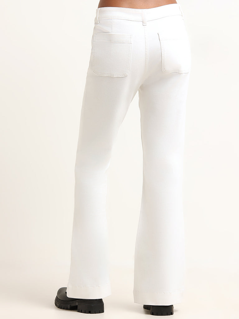 LOV White Wide Leg Fit Mid-Rise Jeans