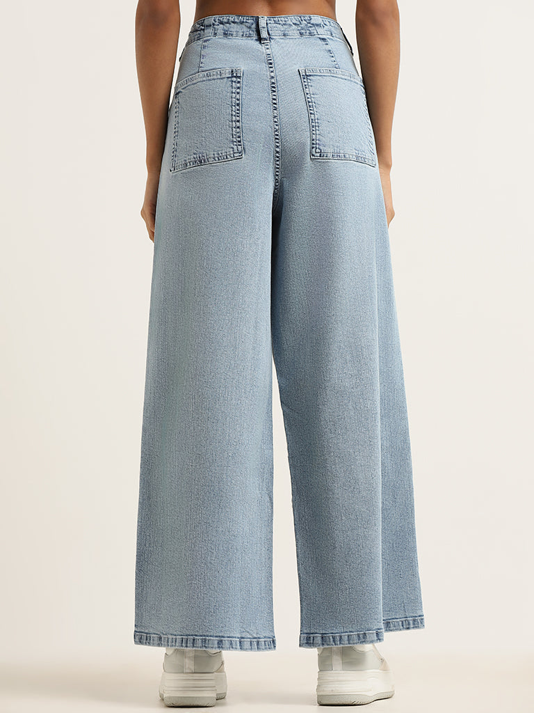 LOV Blue Loose Fit Mid Rise Jeans