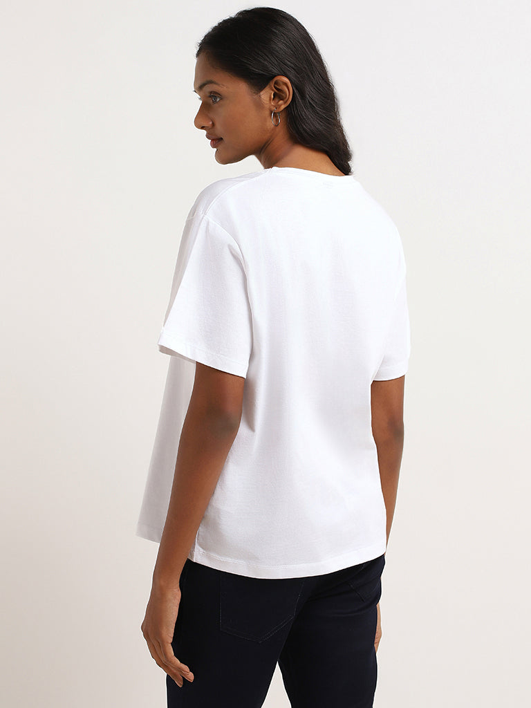 LOV White Embellished Cotton T-Shirt