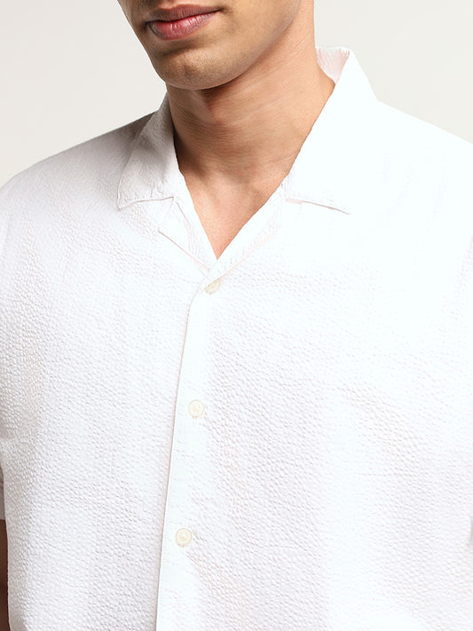 WES Casuals Self White Relaxed Fit Shirt