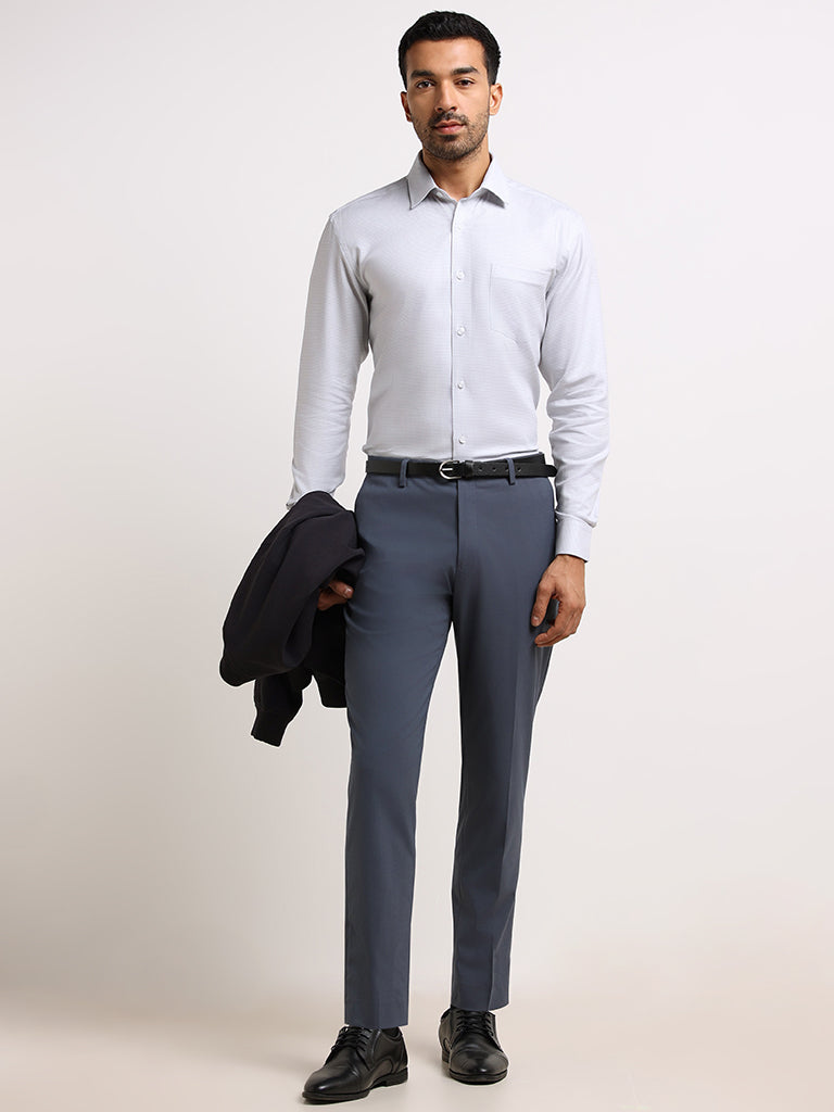 WES Formals Light Grey Relaxed Fit Shirt