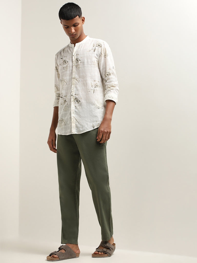 ETA Olive Cotton Blend Relaxed Fit Chinos