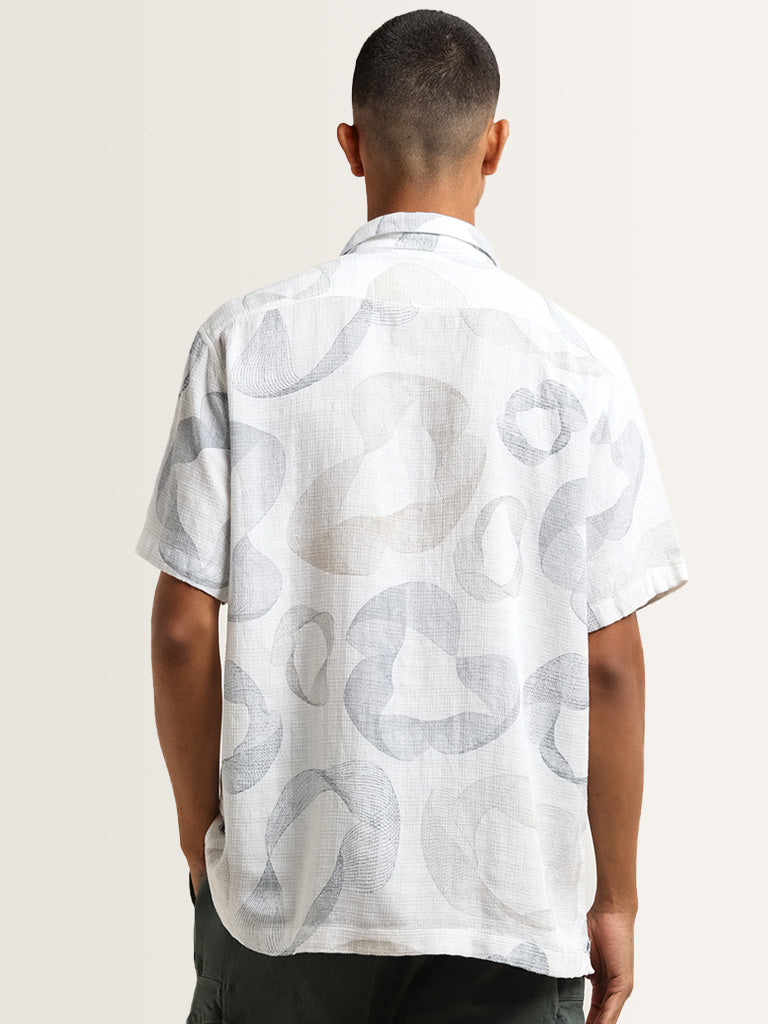 Nuon White Abstract Print Relaxed Fit Shirt