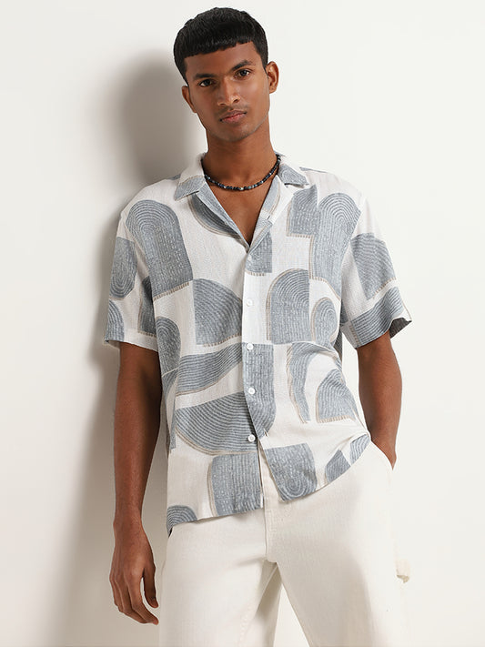 Nuon Off-White Printed Relaxed Fit Shirt