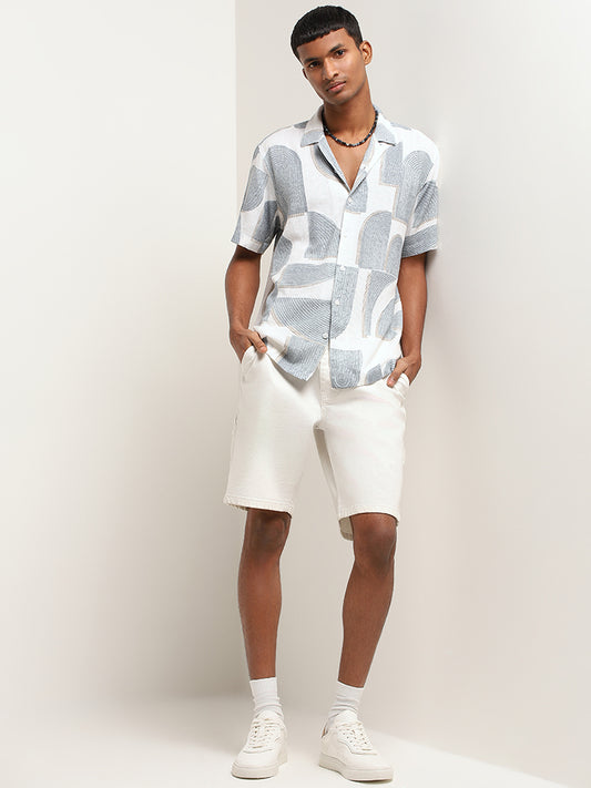Nuon Off-White Printed Relaxed Fit Shirt