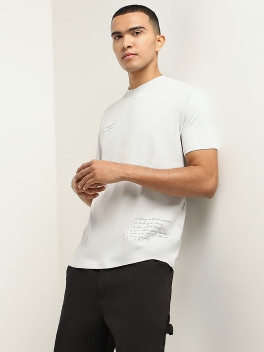 Nuon Grey Embroidered Slim Fit T-Shirt
