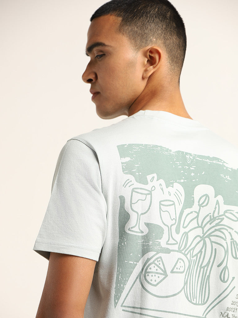 Nuon Mint Printed Slim Fit T-Shirt