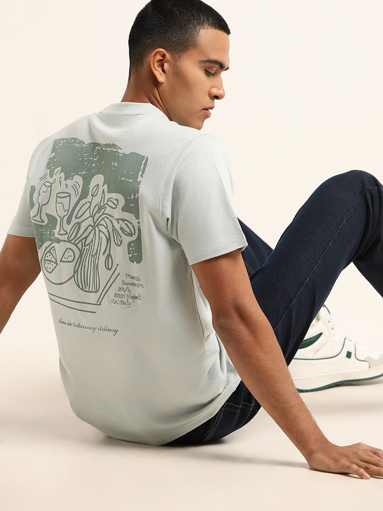 Nuon Mint Printed Slim Fit T-Shirt