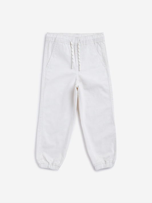 HOP Kids Off-White Solid Joggers
