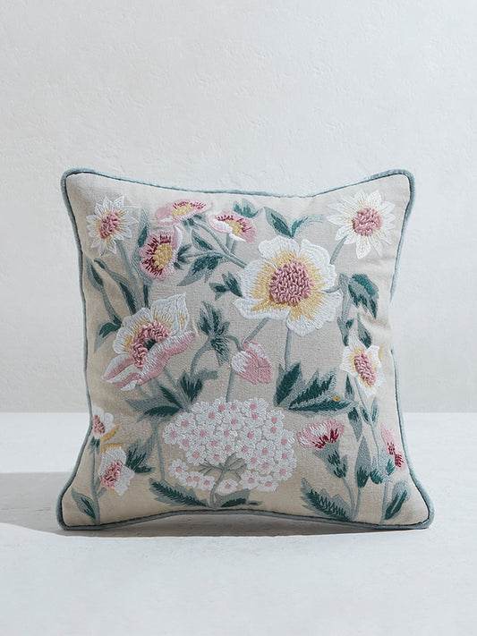 Westside Home Pink Floral Pattern Cushion Cover