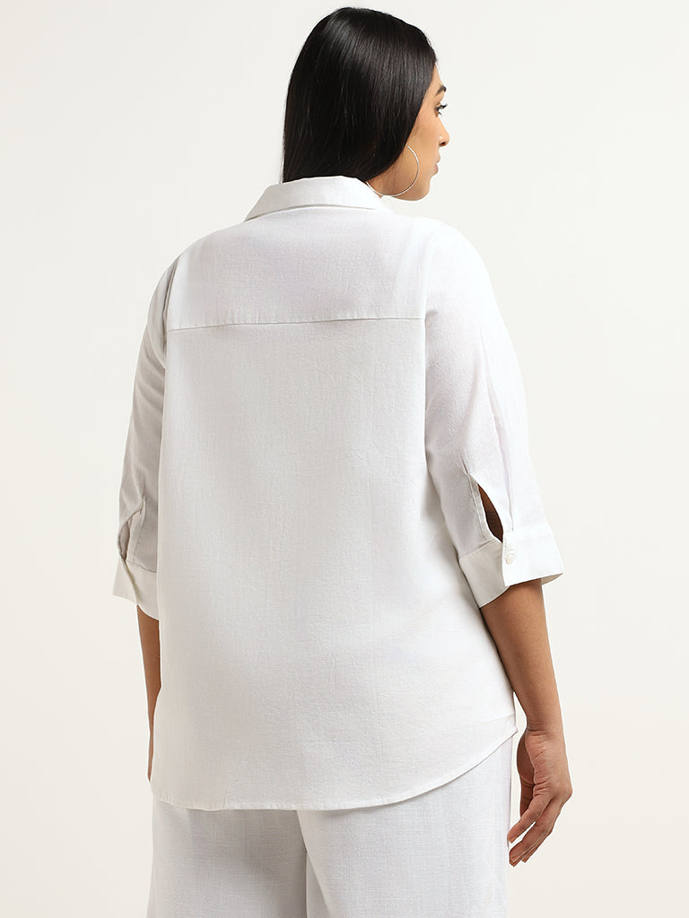 Gia White Embellished Cotton Shirt