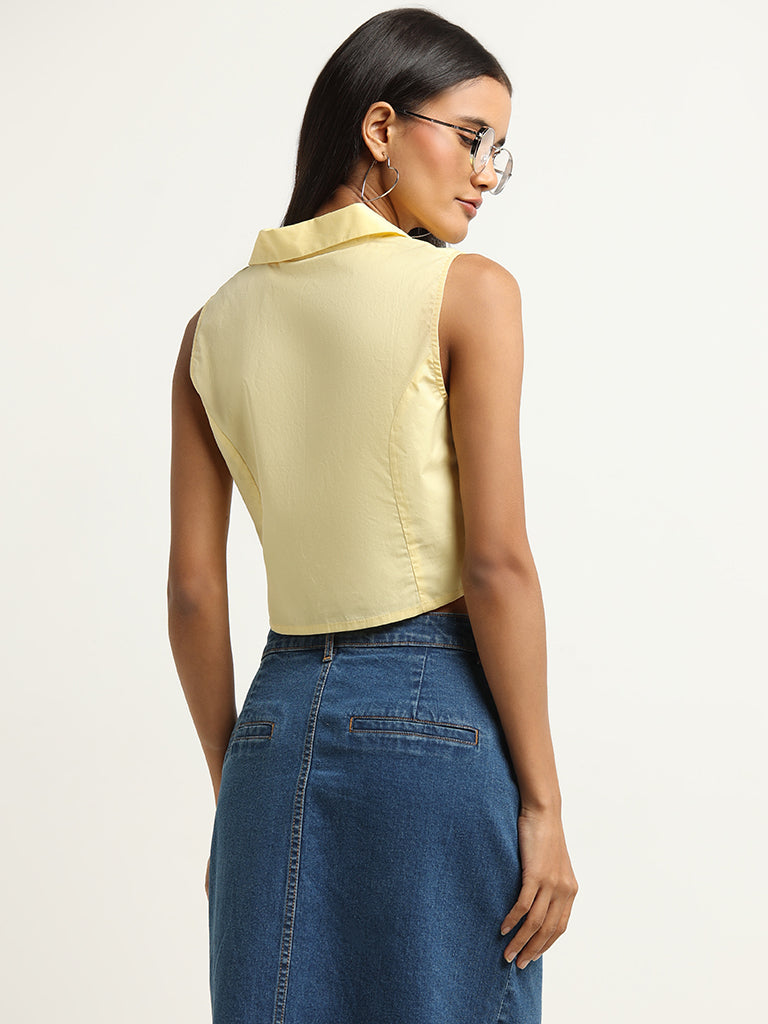 Nuon Yellow Cotton Cropped Shirt