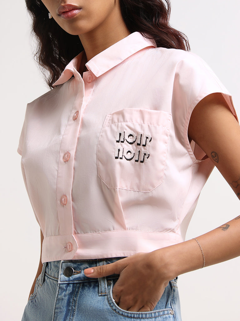 Nuon Pink Cotton Cropped Shirt