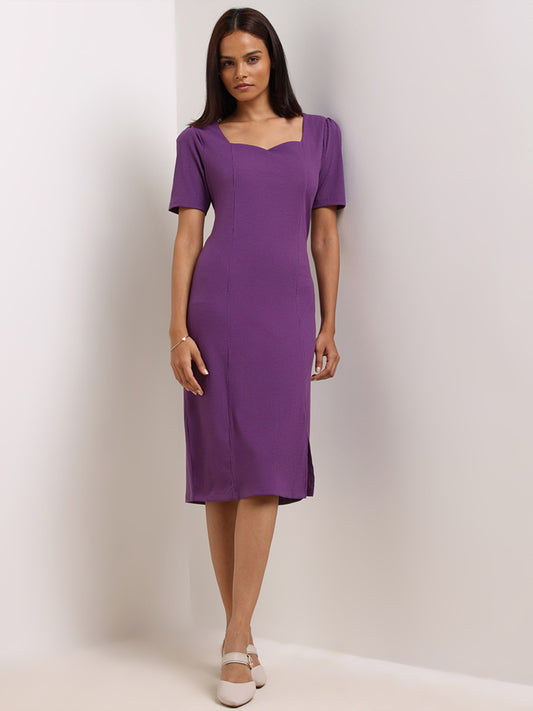 Wardrobe Purple Fitted Straight Dress