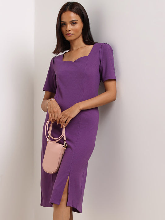 Wardrobe Purple Fitted Straight Dress