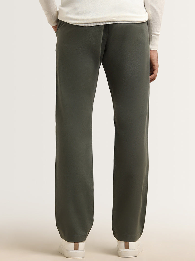 Ascot Dark Olive Mid Rise Relaxed Fit Chinos