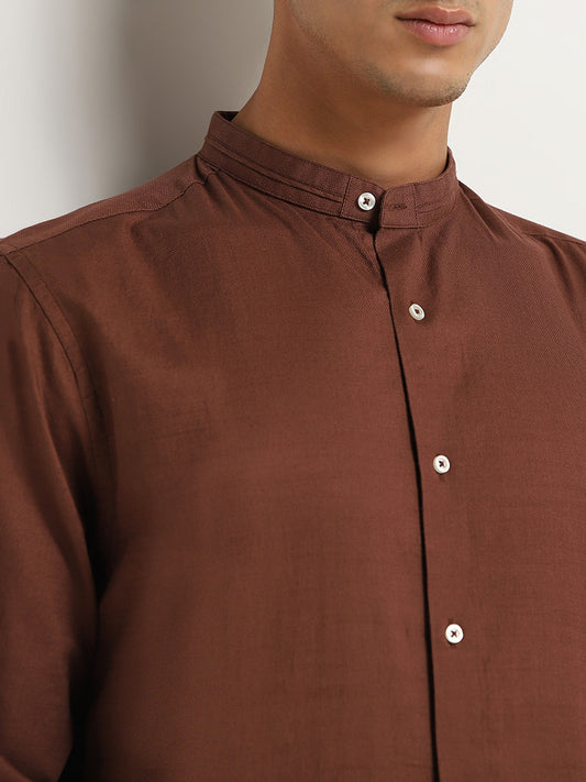 Ascot Brown Relaxed Fit Solid Shirt