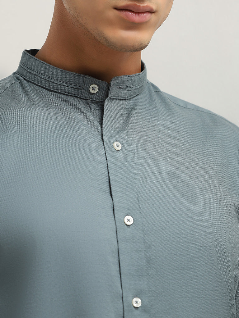 Ascot Dark Sage Relaxed Fit Solid Cotton Shirt
