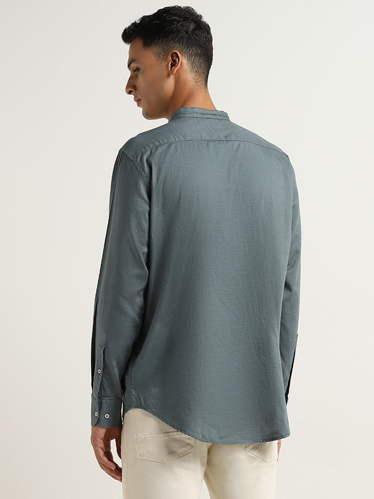 Ascot Dark Sage Relaxed Fit Solid Cotton Shirt