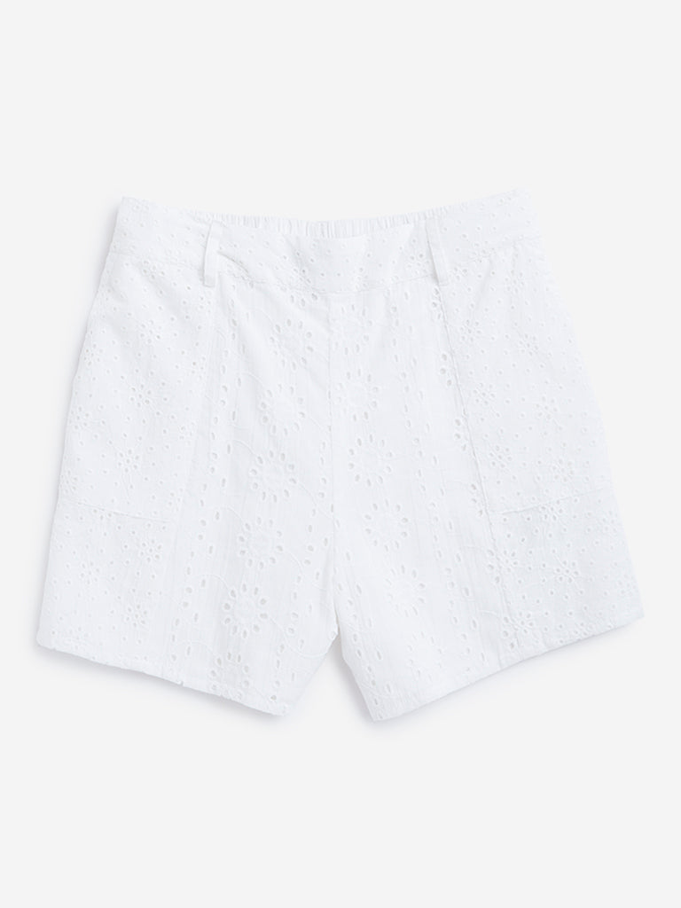 Y&F Kids White Solid Shorts