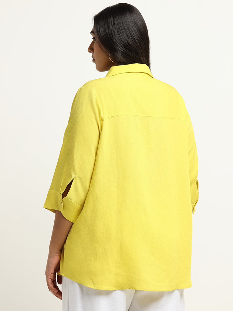 Gia Yellow Relaxed-Fit Blended Linen Shirt