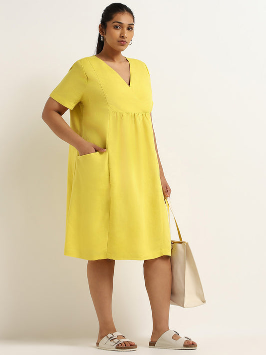 Gia Yellow Knee-Length A-Line Dress