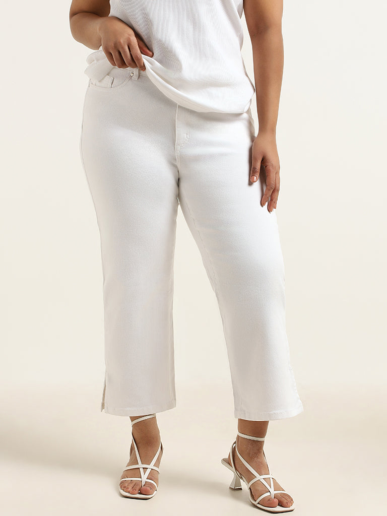 Gia White Mid Rise Straight Fit Jeans