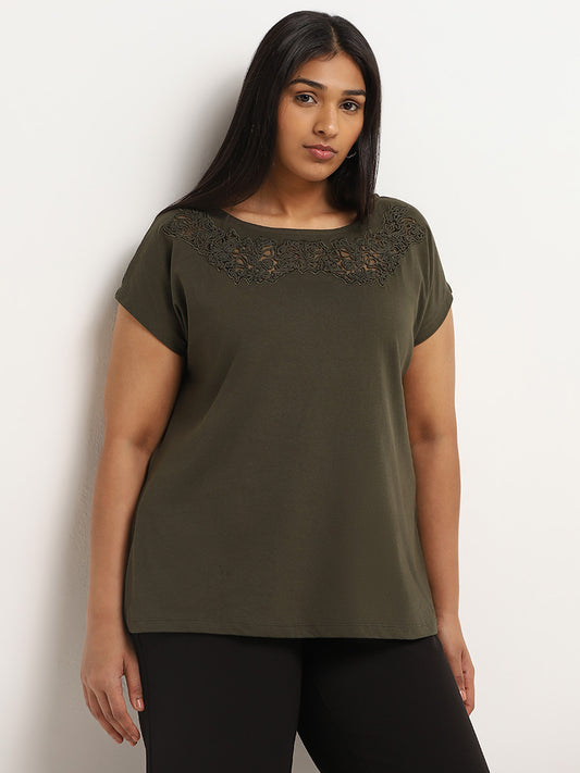 Gia Green Cord Embroidered Top