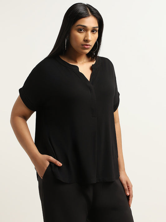 Gia Black Solid Cotton Top