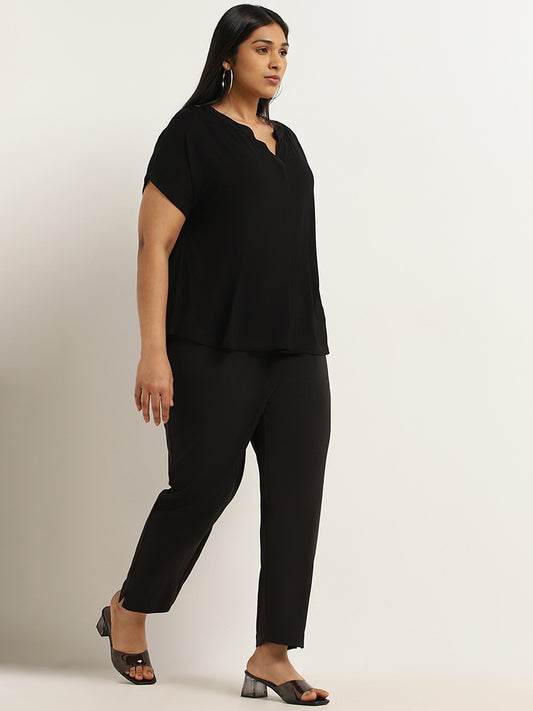 Gia Black Solid Cotton Top