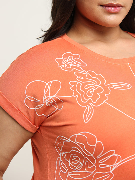 Gia Peach Printed Cotton T-Shirt