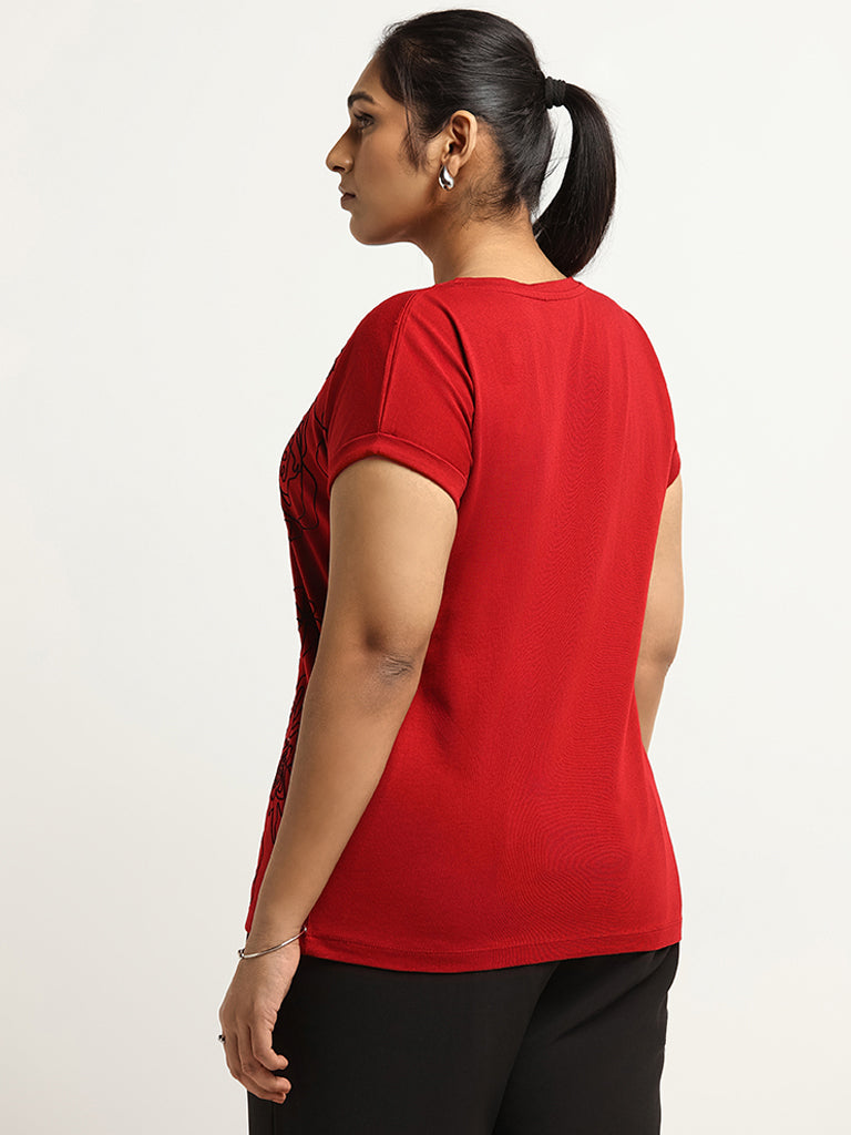 Gia Red Printed T-Shirt
