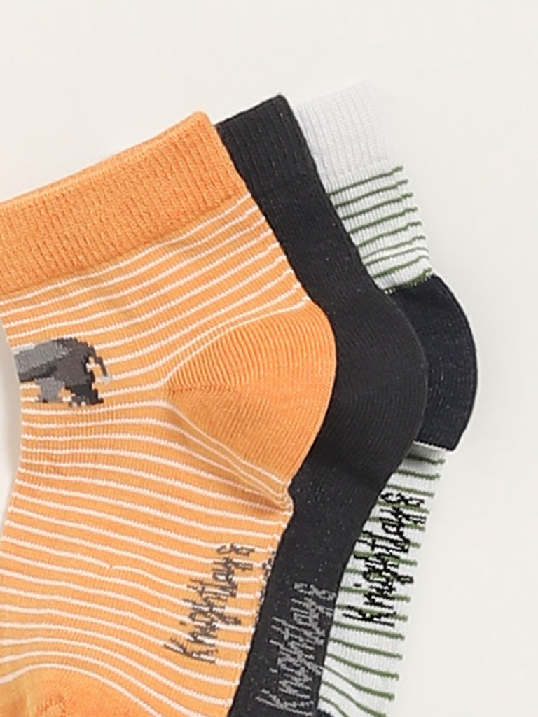 HOP Kids Multicolour Animal Printed Socks- Pack of 3