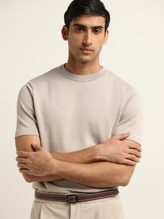 Ascot Beige Cotton Relaxed Fit T-Shirt