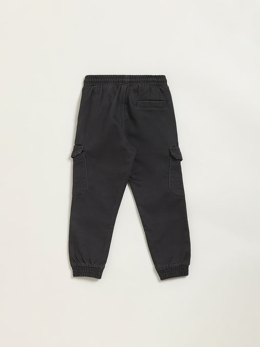 HOP Kids Charcoal Mid Rise Cargo Style Joggers