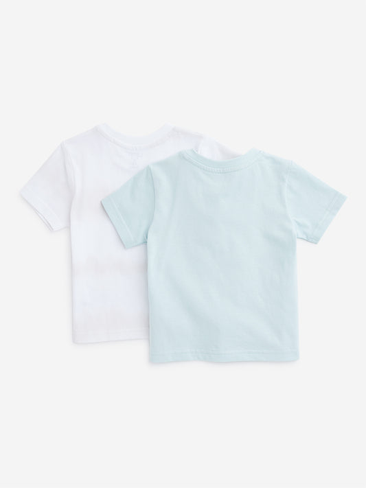 HOP Baby Multicolor Text Design T-Shirt - Pack Of 2