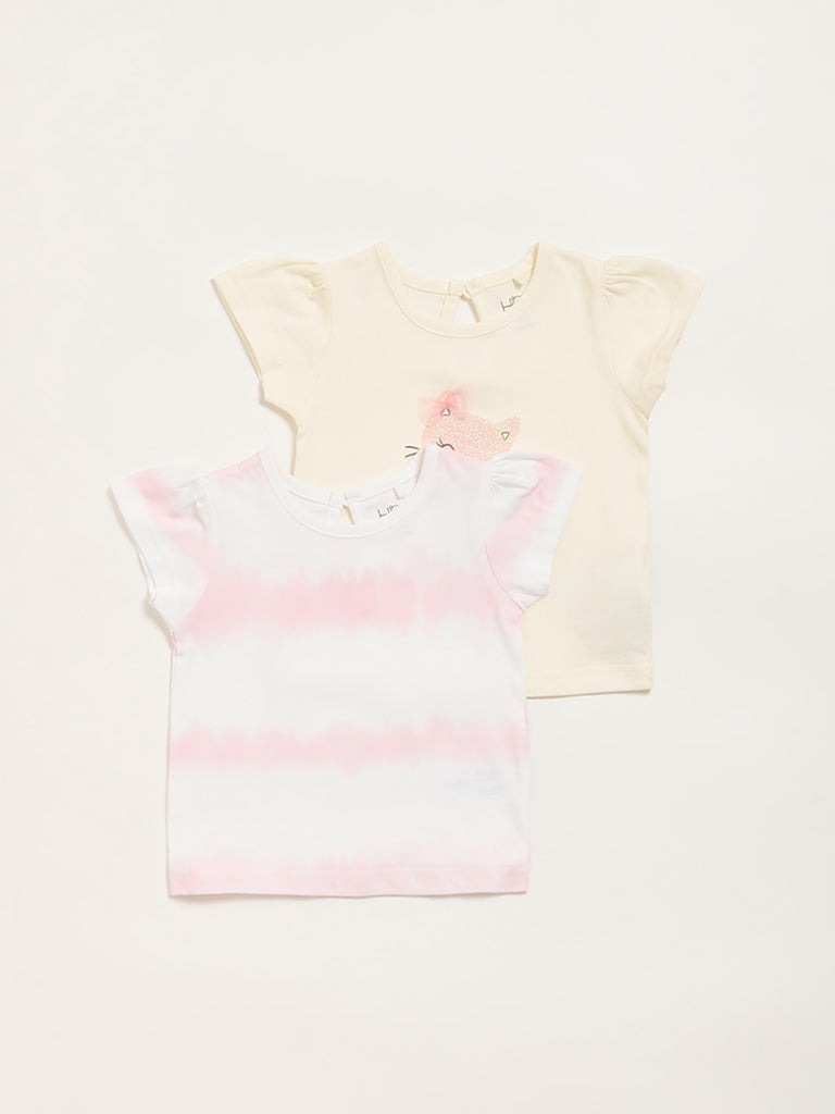 HOP Baby Multicolor Printed Motif T-Shirt - Pack of 2