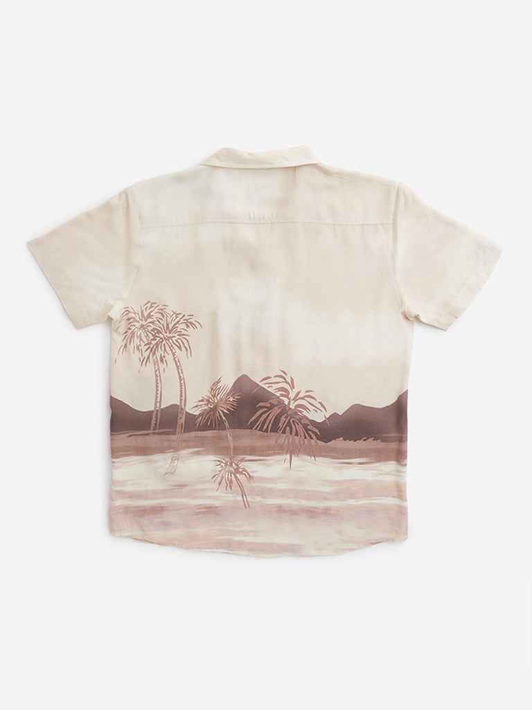 Y&F Kids Cream Tropical Printed Shirt