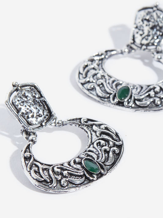 Westside Accessories Silver Intricate Carved Earrings