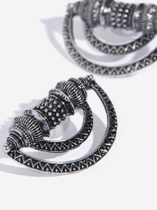 Westside Accessories Silver Geometrical Design Stud Earrings